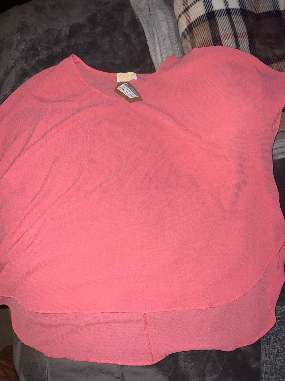 Layered Coral Pink Chiffon Blouse - Women